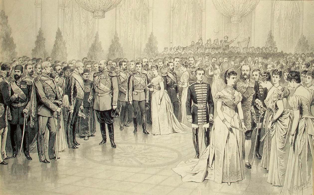 Udvari bál a Téli Palota Szent Miklós termében, 1880-as évek. alkotó: Karel Brozh