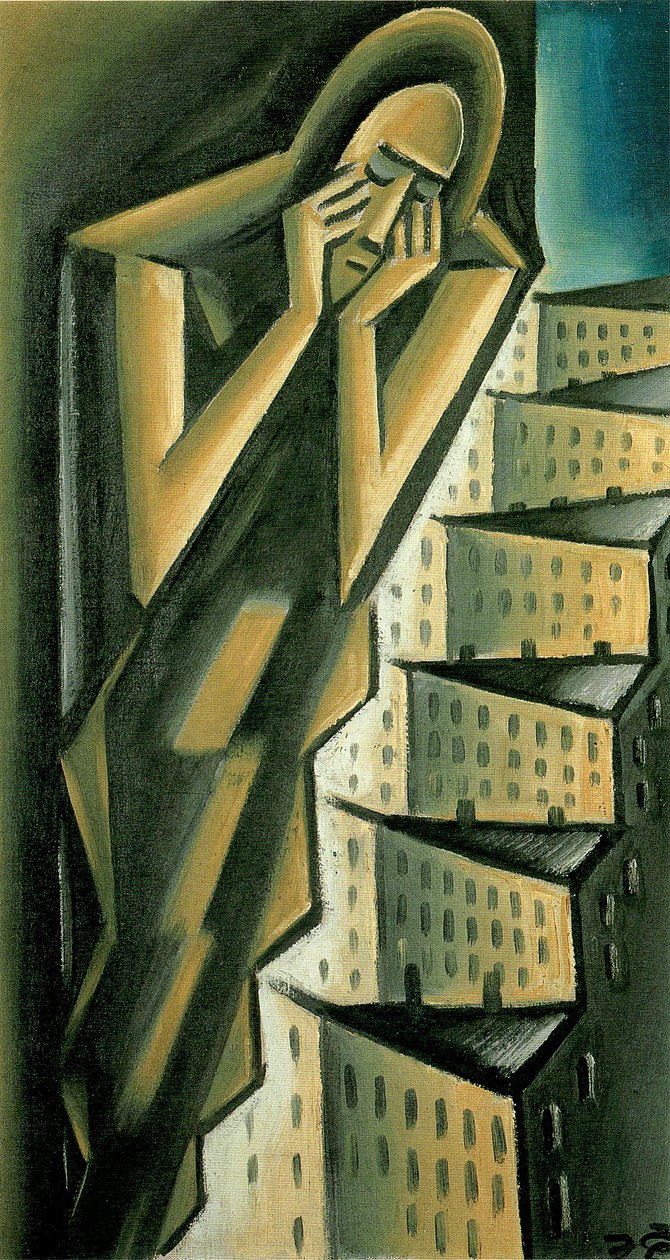 Nő a város felett, kb. 1917-1920 alkotó: Karel Capek