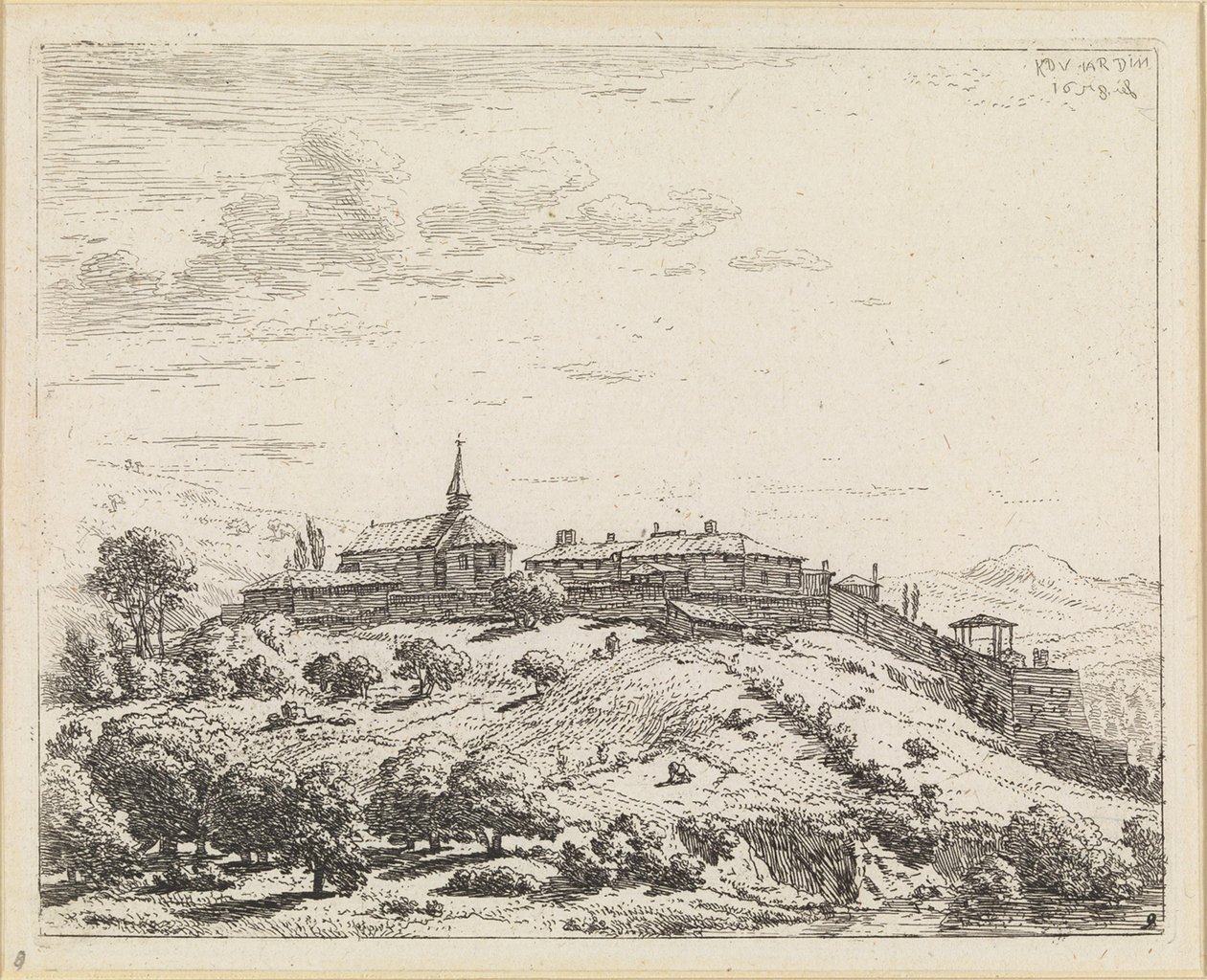 Falu egy dombon alkotó: Karel Dujardin
