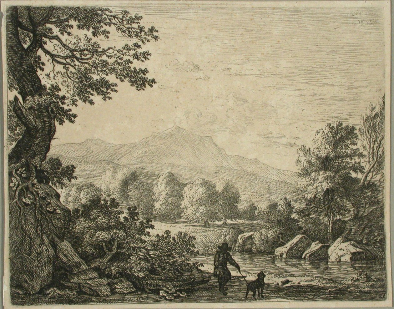 Táj férfival és kutyával alkotó: Karel Dujardin