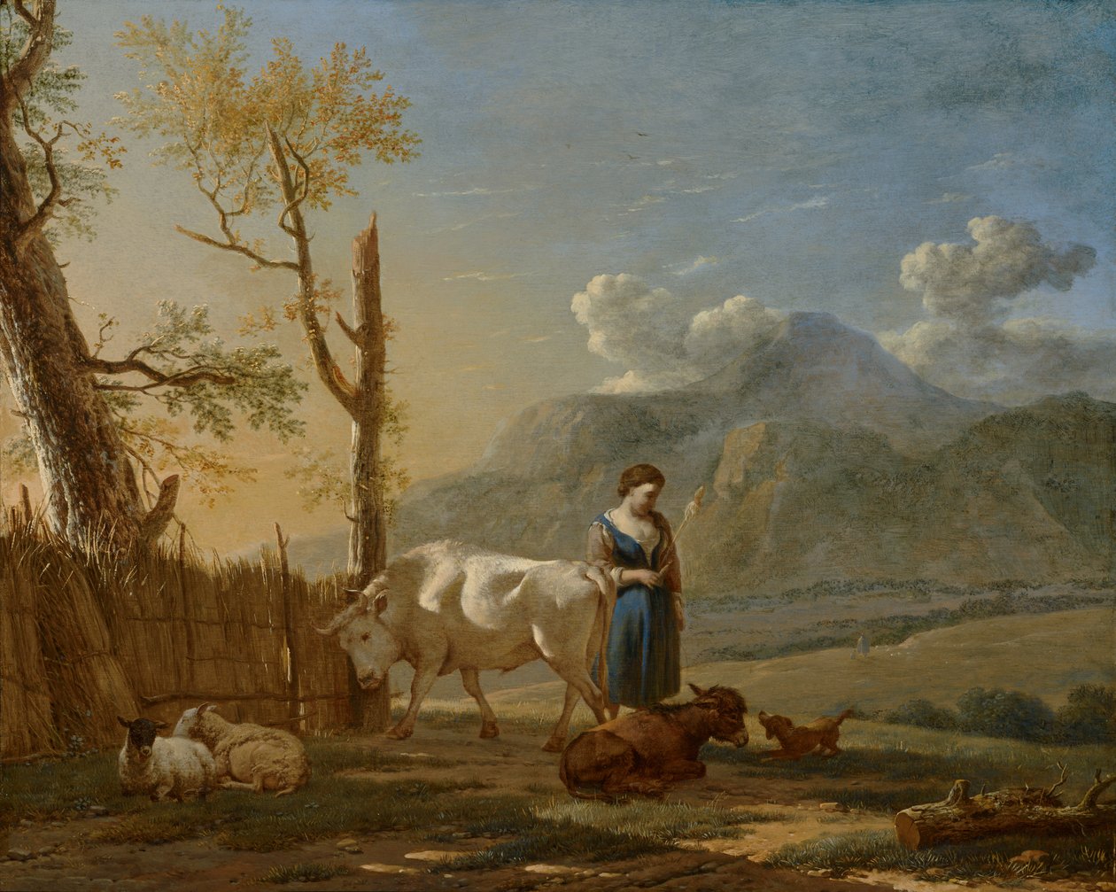 Tájkép pásztorlánnyal alkotó: Karel Dujardin