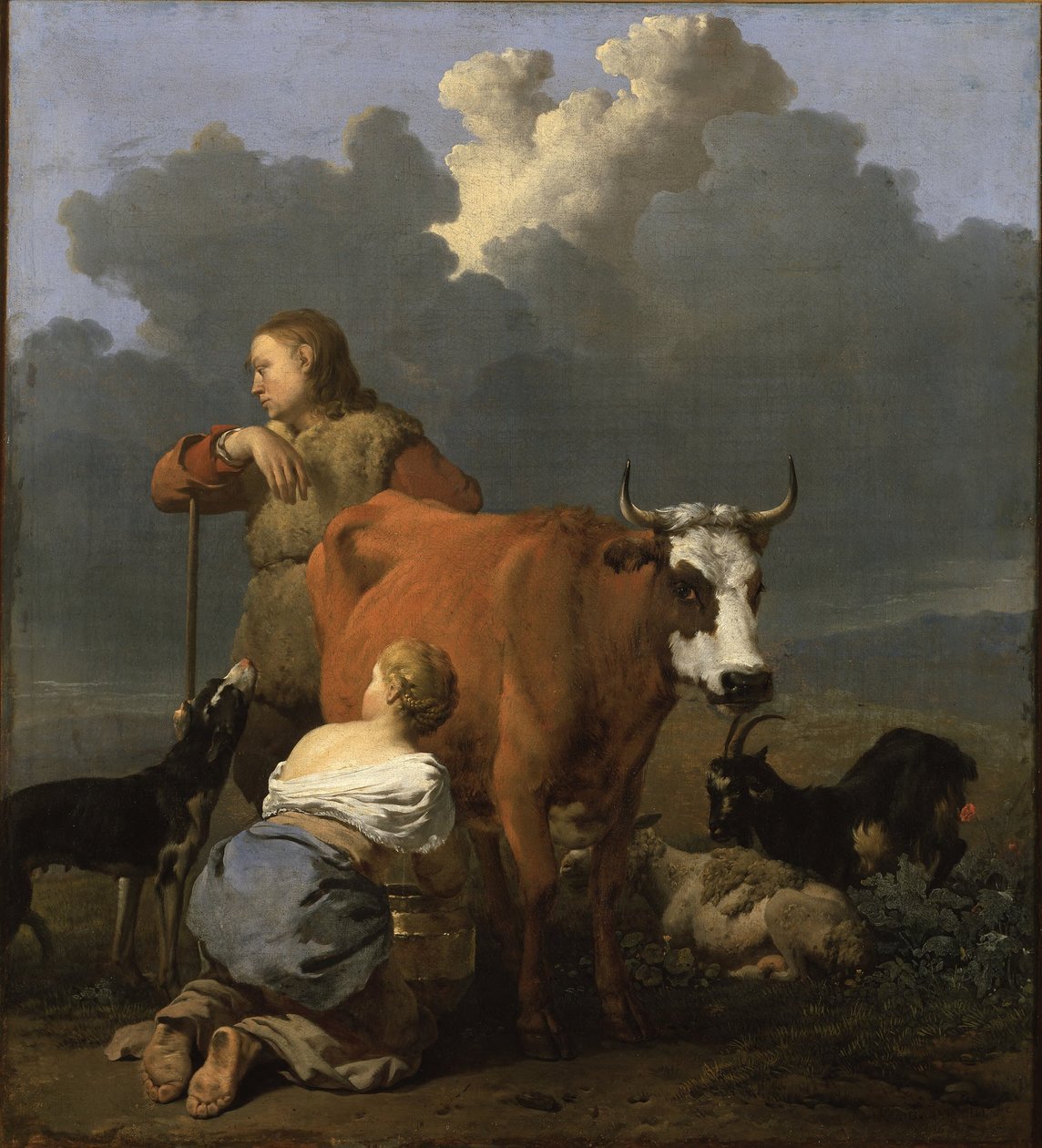 Parasztlány tehenet fej alkotó: Karel Dujardin