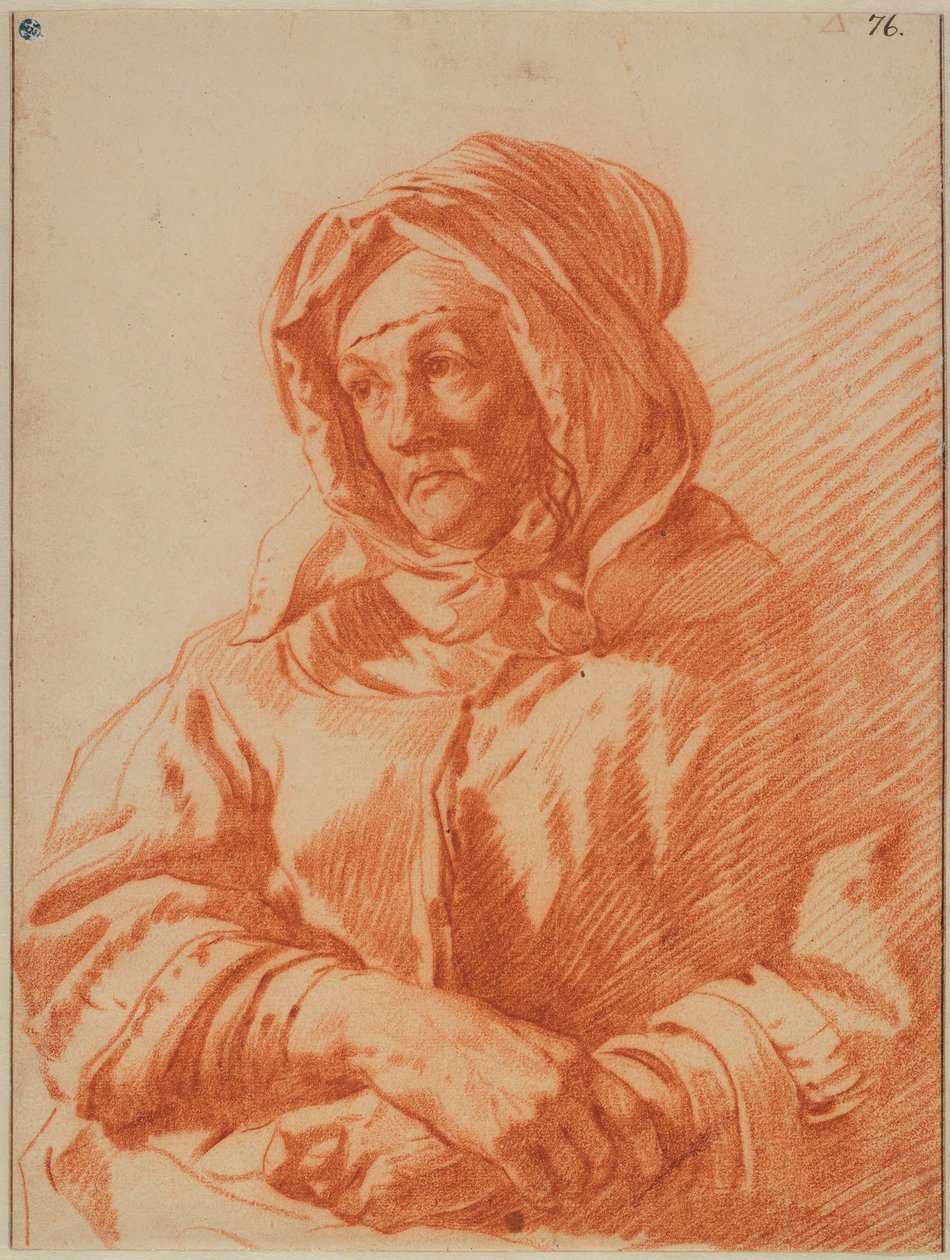Porträt einer älteren Frau mit Kopftuch alkotó: Karel Dujardin