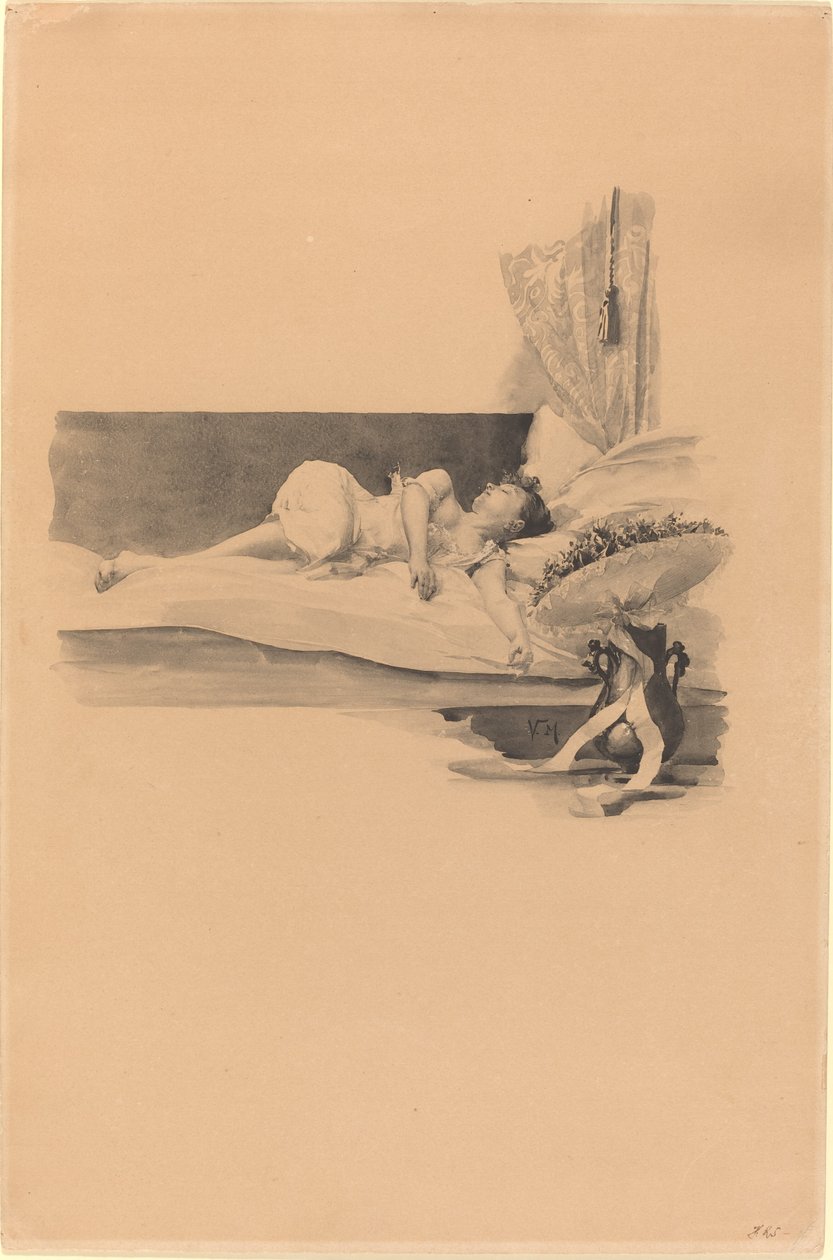 Illusztráció: "Jestrab Kontra Hrdlicka, XXII" (Lány alszik egy ágyon) alkotó: Karel Vitezslav Masek
