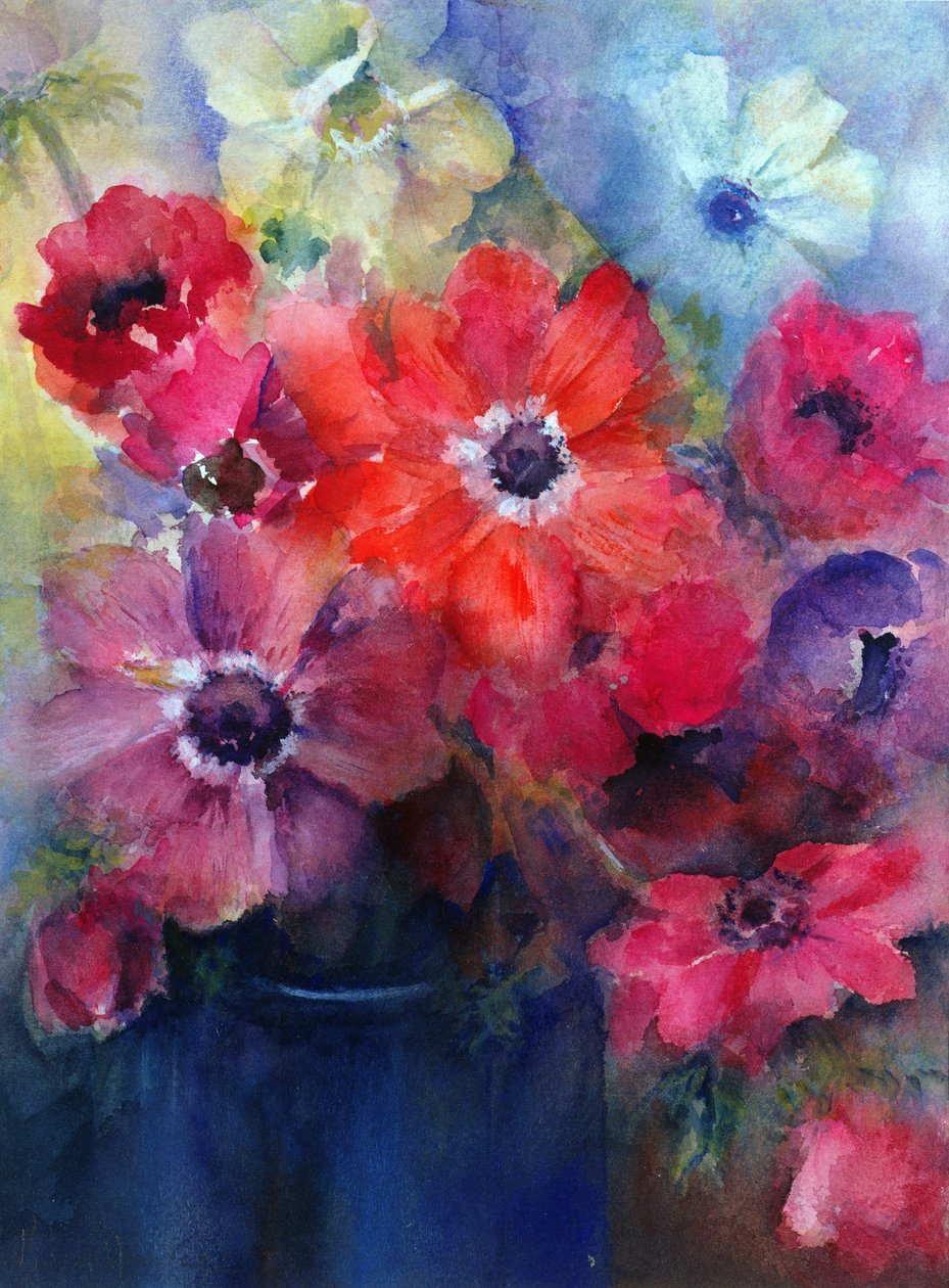 Caen Anemones kék kancsóban alkotó: Karen Armitage
