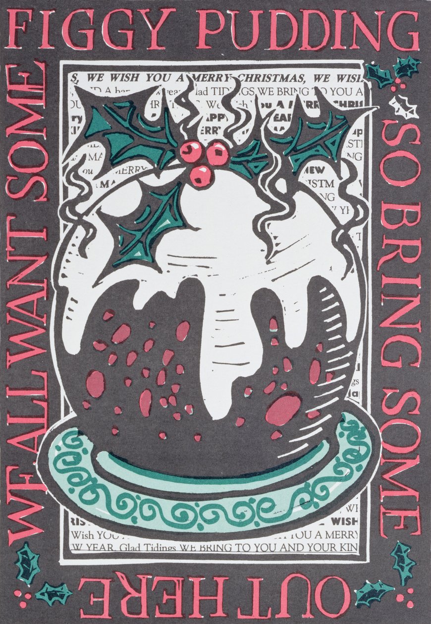 Figgy Pudding, 1998 (linómetszet papírra) alkotó: Karen Cater