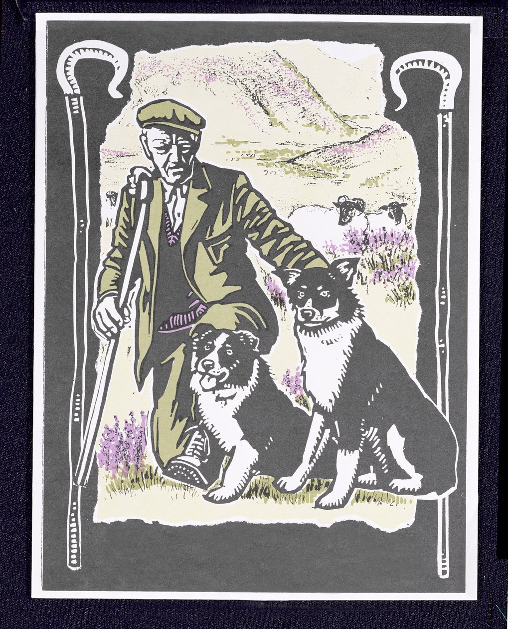 Shepherd Laddie o the Hills, 1997 (linómetszet papírra) alkotó: Karen Cater