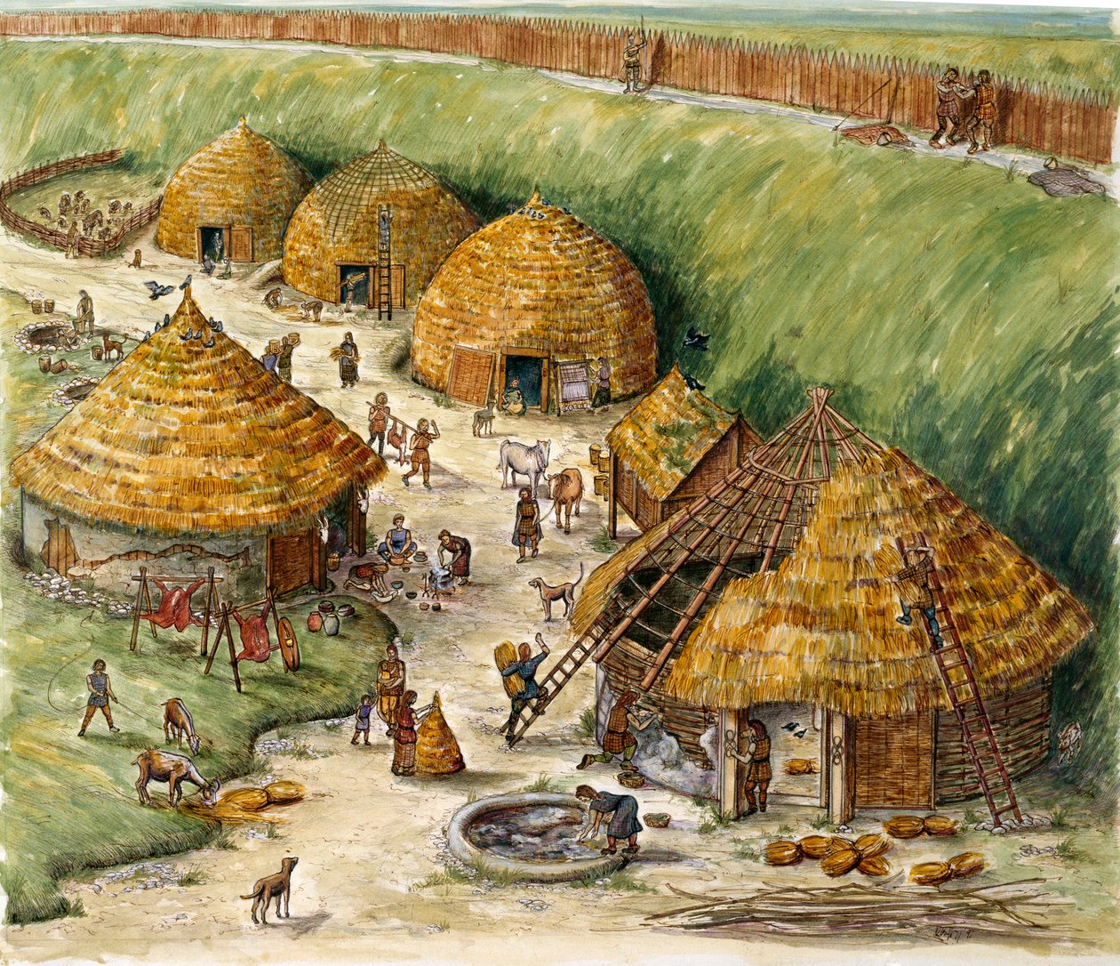 Danebury Hill Fort, Hampshire, Kr.e. 2. század alkotó: Karen Guffogg