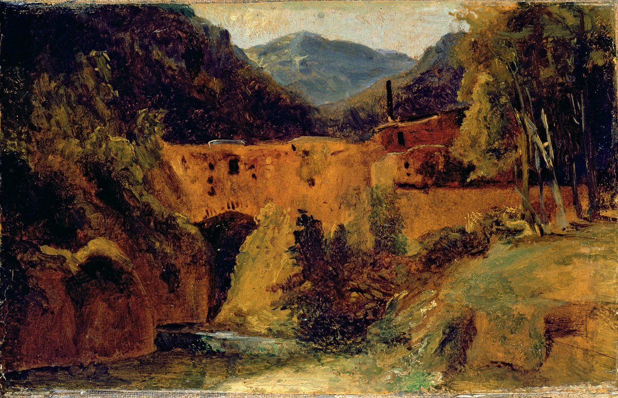 Malom a völgyben Amalfi közelében, 1829 (olaj, papír, vászon) alkotó: Carl Blechen