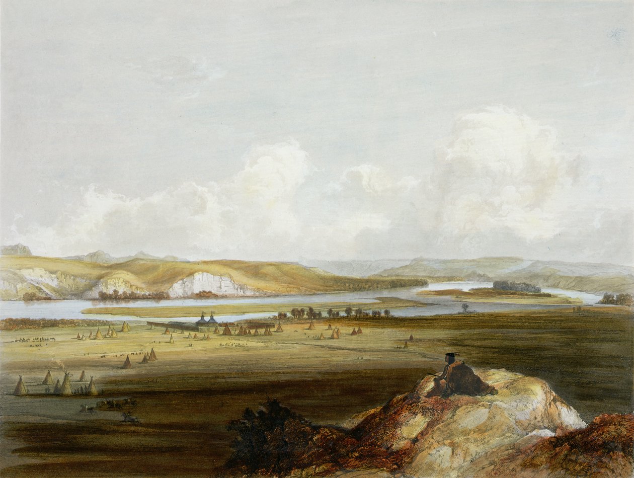 Pierre erőd Missouri államban, 10. tábla a „Travels in the Interior of North America” 2. kötetéből, Friedrich Salathe (1793-1858) metszete, 1844 (akvatinta) alkotó: Karl Bodmer
