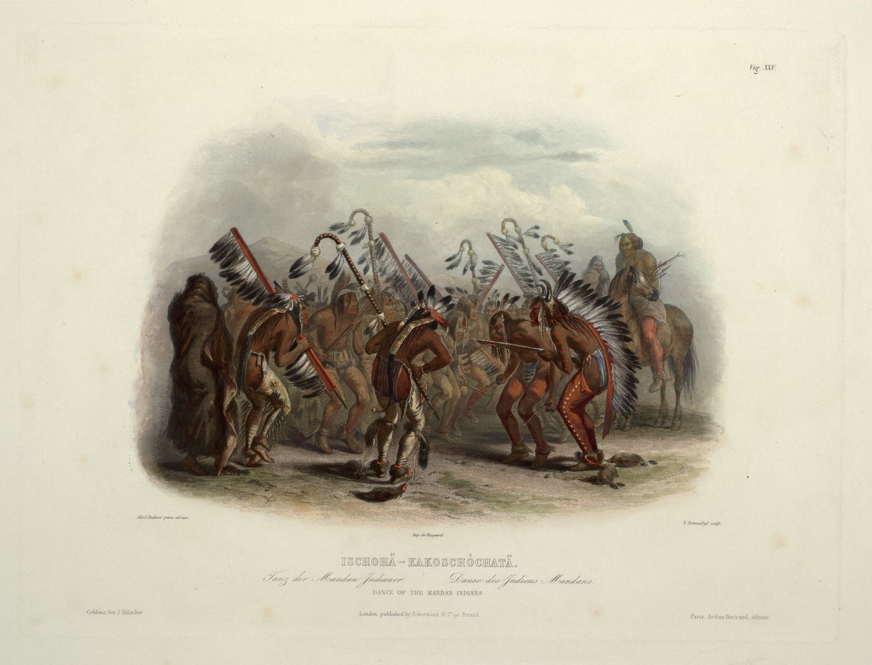 Ischohä-Kakoschochatä A mandán indiánok tánca alkotó: Karl Bodmer