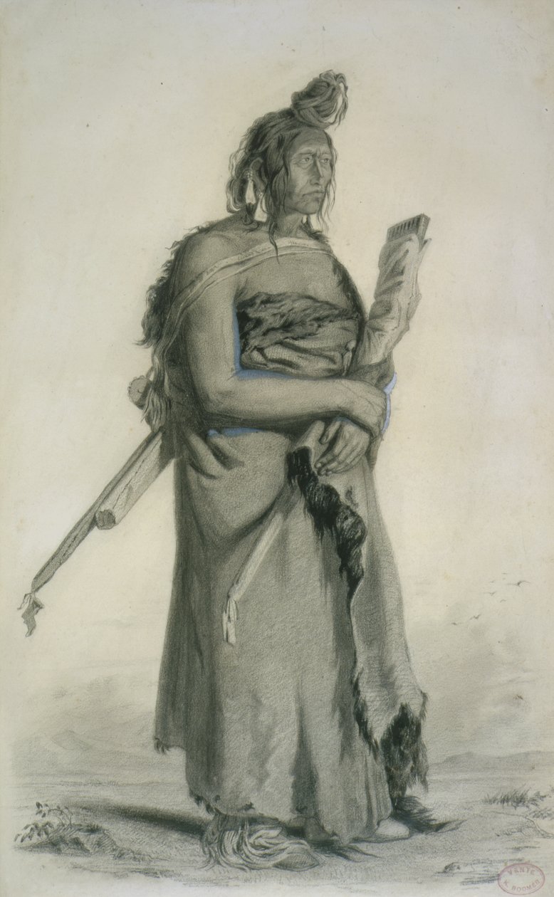 Mexhemauastan, Gros Ventres, 1833-43 körül (ceruza, toll és WC papíron) alkotó: Karl Bodmer