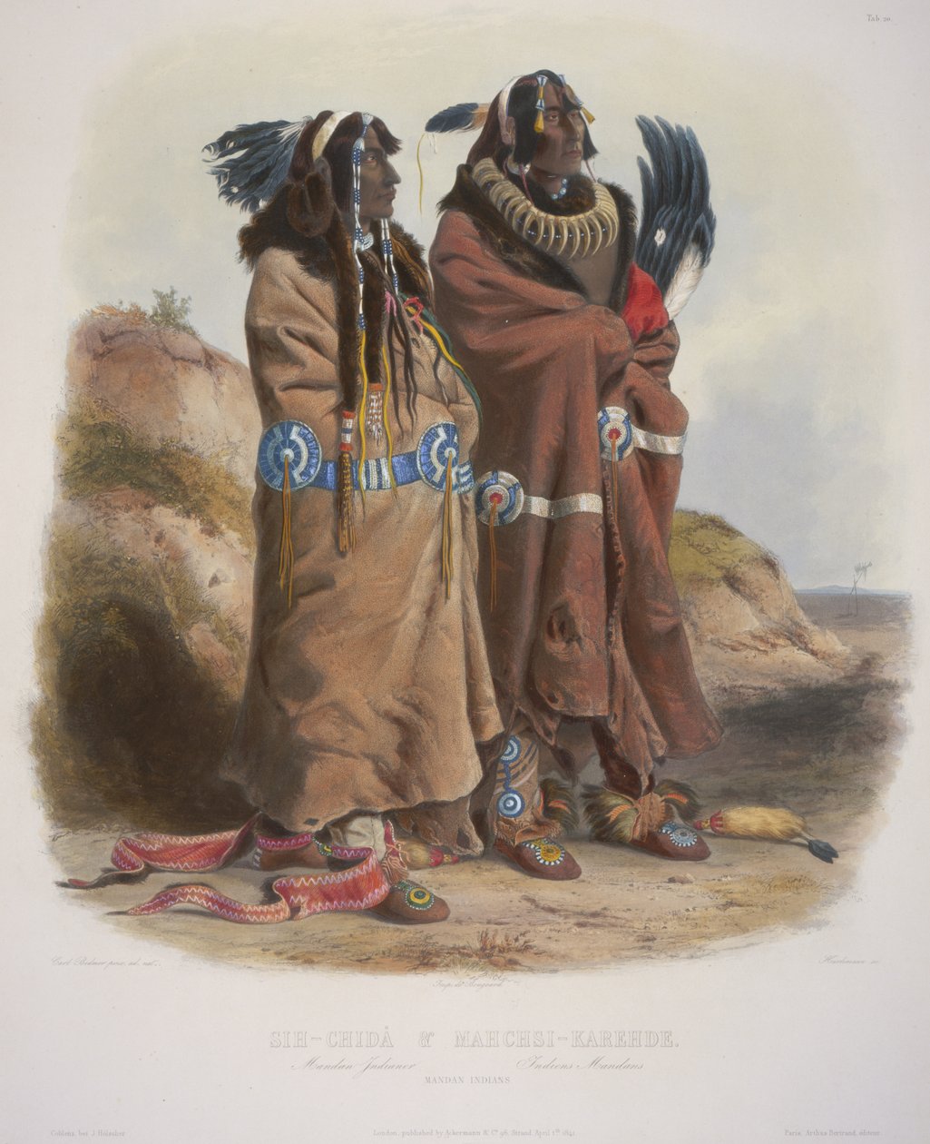 Sih-Chida és Mahcsi-Karehde, Mandan indiánok alkotó: Karl Bodmer