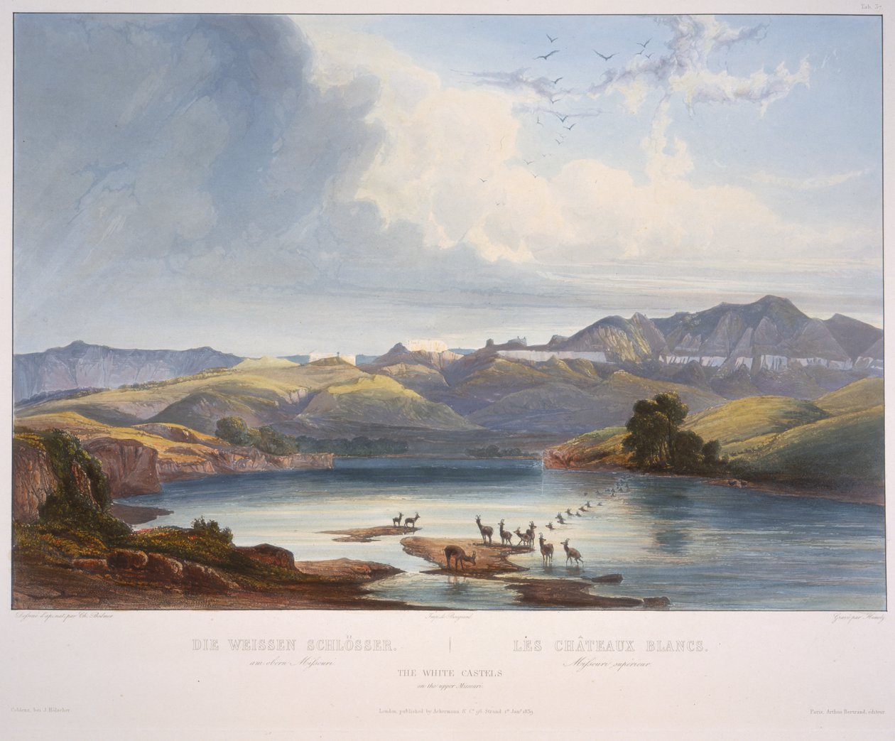 Fehér kastélyok Missouri felső részén alkotó: Karl Bodmer