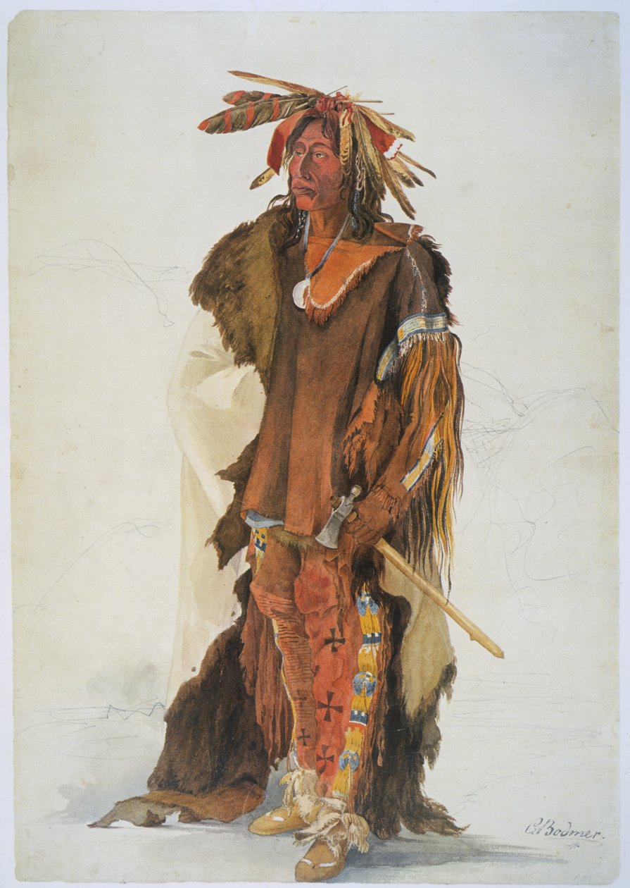 Wahk-ta-Ge-Li, egy sziú harcos (ceruza, toll és wc papírra) alkotó: Karl Bodmer