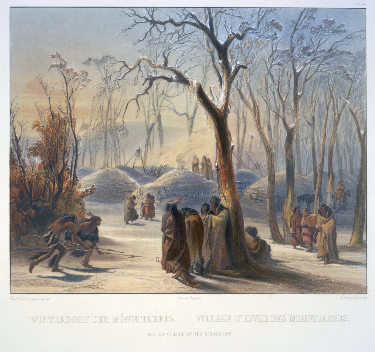 A minatárok téli faluja alkotó: Karl Bodmer