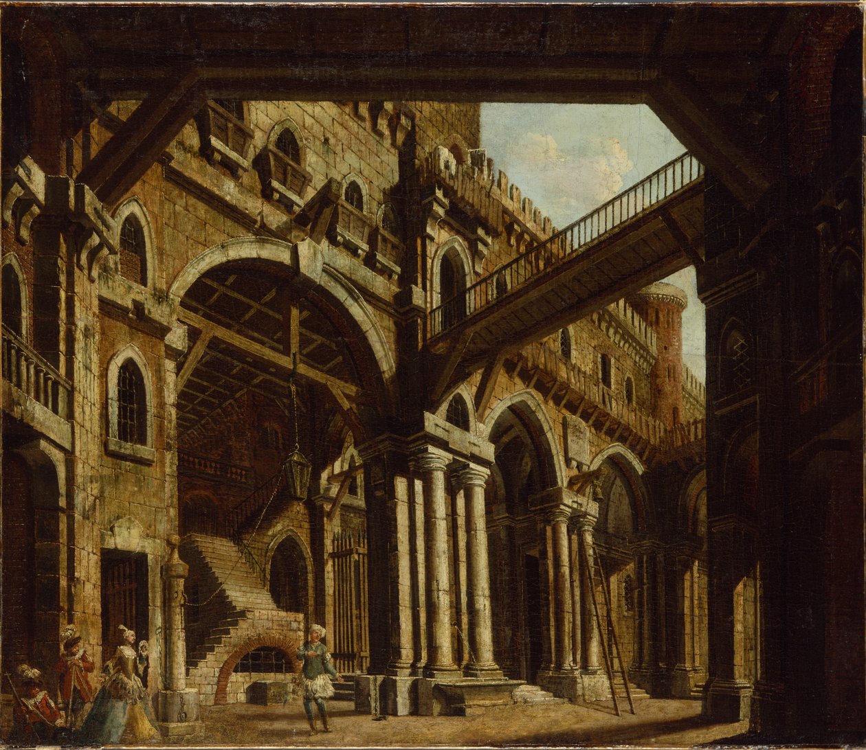 Színpadterv a „Montezuma” opera III. felvonásához, 1755 alkotó: Karl Friedrich Fechhelm