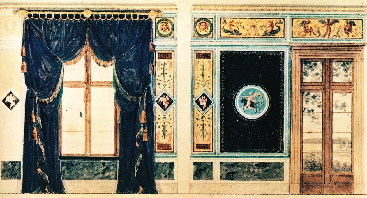 Schinkel rajza a Casino Klein-Glienicke déli szobájához, 1824 alkotó: Karl Friedrich Schinkel