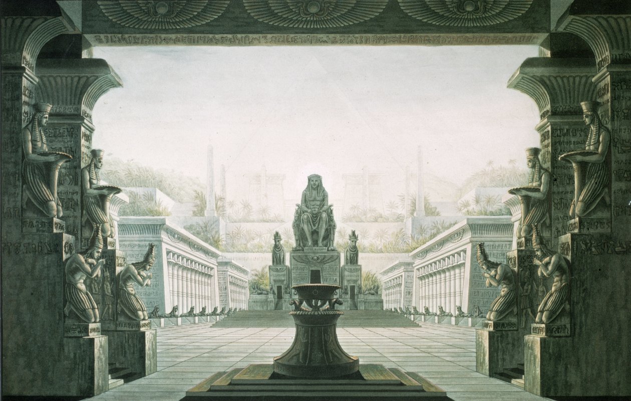 Wolfgang Amadeus Mozart (1756-91) „A varázsfuvola” utolsó jelenetének díszletterve alkotó: Karl Friedrich Schinkel