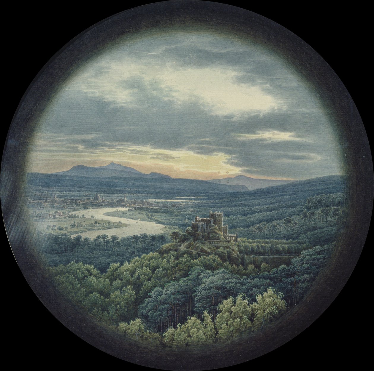 Drezda kilátása (wc és testszín papíron) alkotó: Karl Friedrich Schinkel
