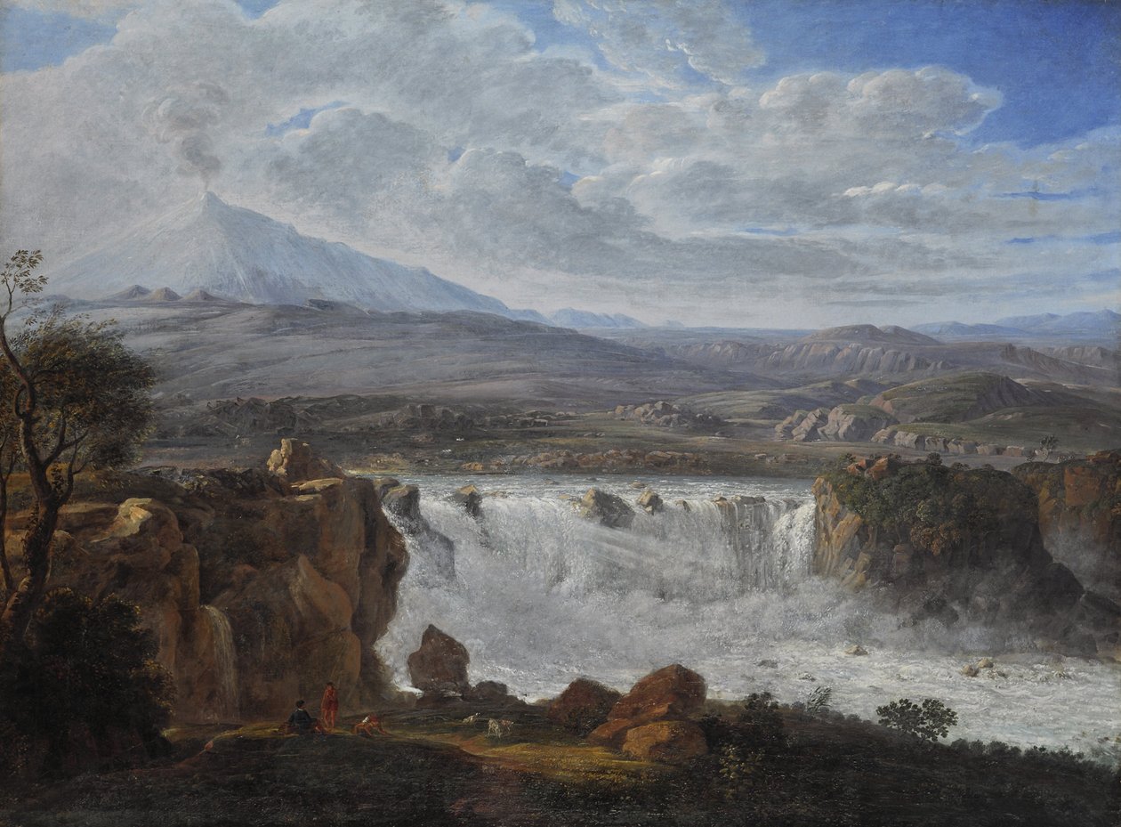 A Caracci -vízesés Aderno közelében, az Etna lábánál alkotó: Karl Gothard Grass