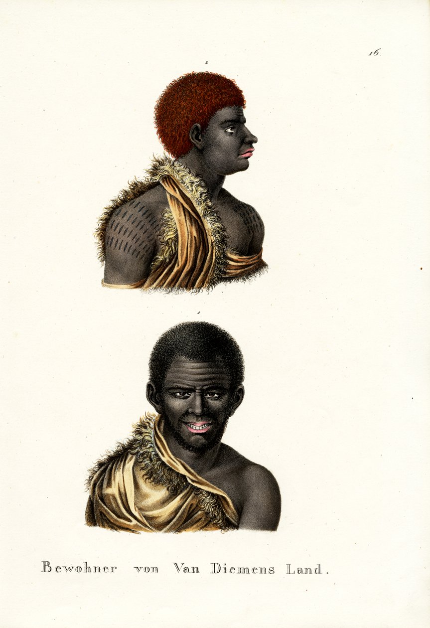 Tasmán bennszülöttek – Van Diemen földje, 1824 alkotó: Karl Joseph Brodtmann