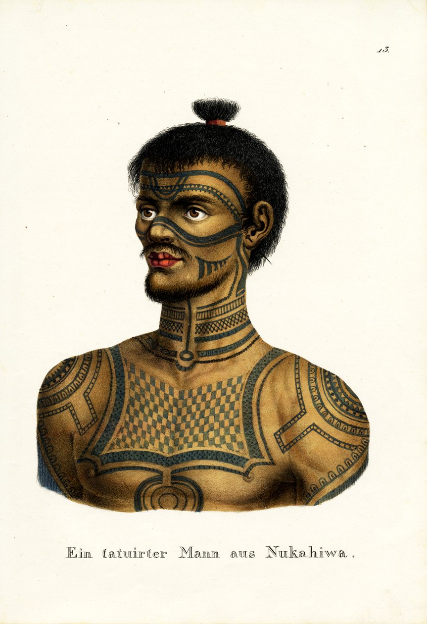 Nukahiwa tetovált embere, 1824 alkotó: Karl Joseph Brodtmann