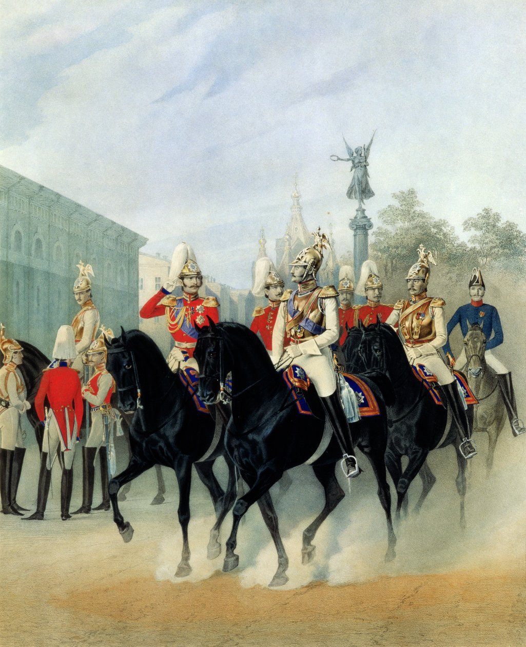 I. Miklós császár (1796-1855) és Sándor nagyherceg (1845-94) Szentpéterváron, 1843 alkotó: Karl Karlovich Piratsky