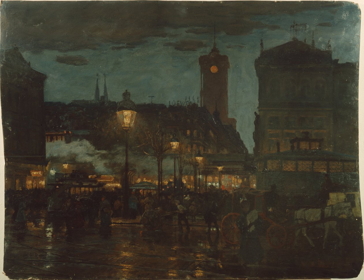 Alexander tér, Berlin, éjszaka, 1895 alkotó: Karl Langhammer