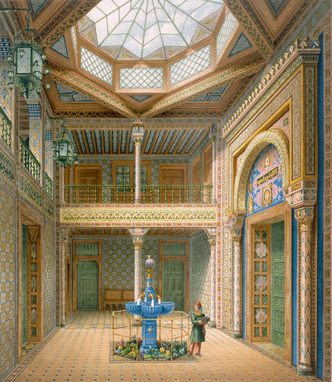 Copula stílusú mennyezet, a Wilhelma bejárati csarnokának terve, 1837 alkotó: Karl Ludwig Wilhelm Zanth
