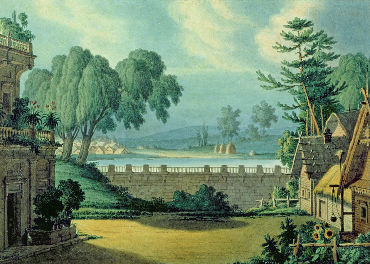 A. Verstovski "Pan Tvardovszkij" című operájának színpadképe, 1828 (toll, tinta és wc, papír) alkotó: Karl Ossipovich, the Elder Braun