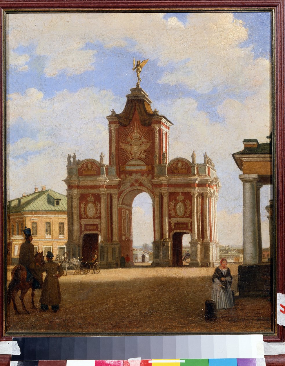 A vörös kapuk Moszkvában. Karl Petrovich Bodri (1812-1894) festménye. Olaj, vászon, 46 x 34 cm alkotó: Karl Fridrikh Petrovich Bodri
