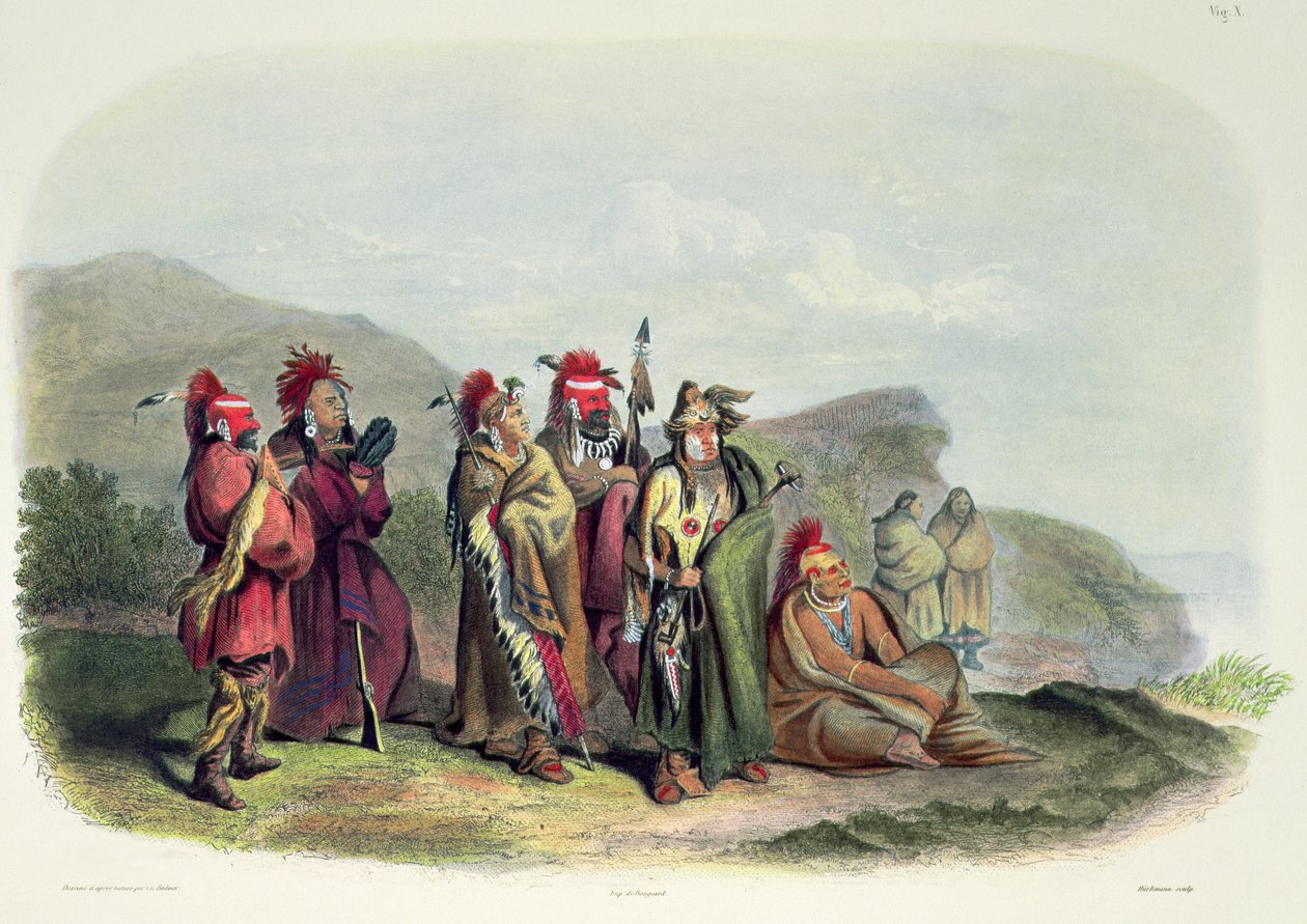 Saukie és Fox indiánok, 20. tábla az "Utazások Észak-Amerika belsejében" című könyv 1. kötetéből. alkotó: Karl (after) Bodmer