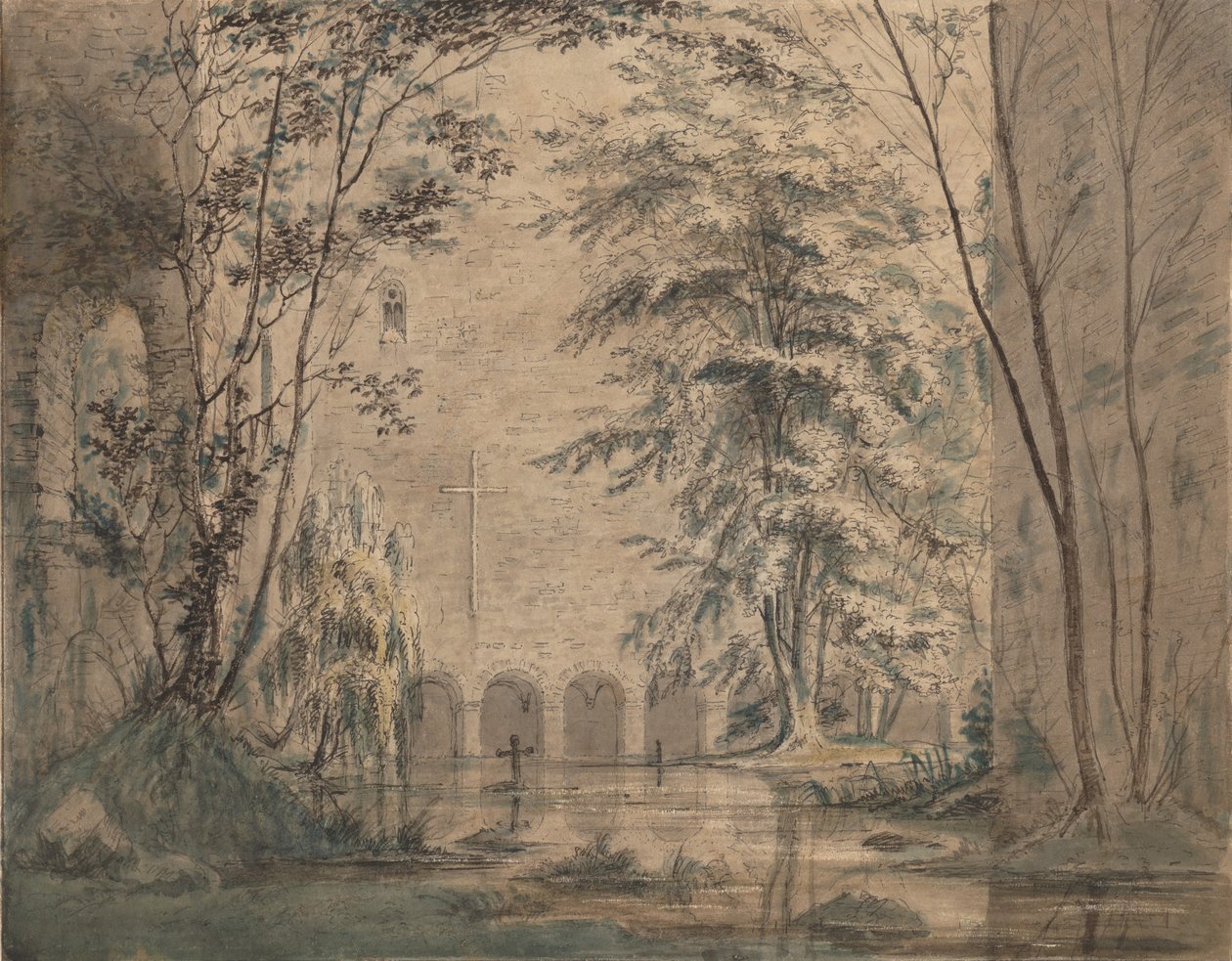 Egy kolostor elárasztott romjai, kb. 1824. alkotó: Carl Blechen