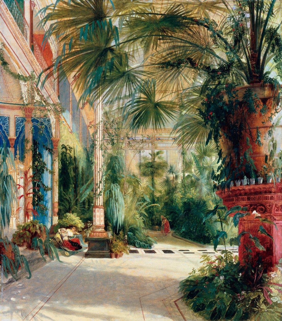 "" Serre a palmiers "" (A pálmaház belseje) Peinture de Carl Blechen (1798-1840) Olaj, papír 1832-1833 Méret 64x56 cm Staatliche Museen, Berlin alkotó: Carl Blechen