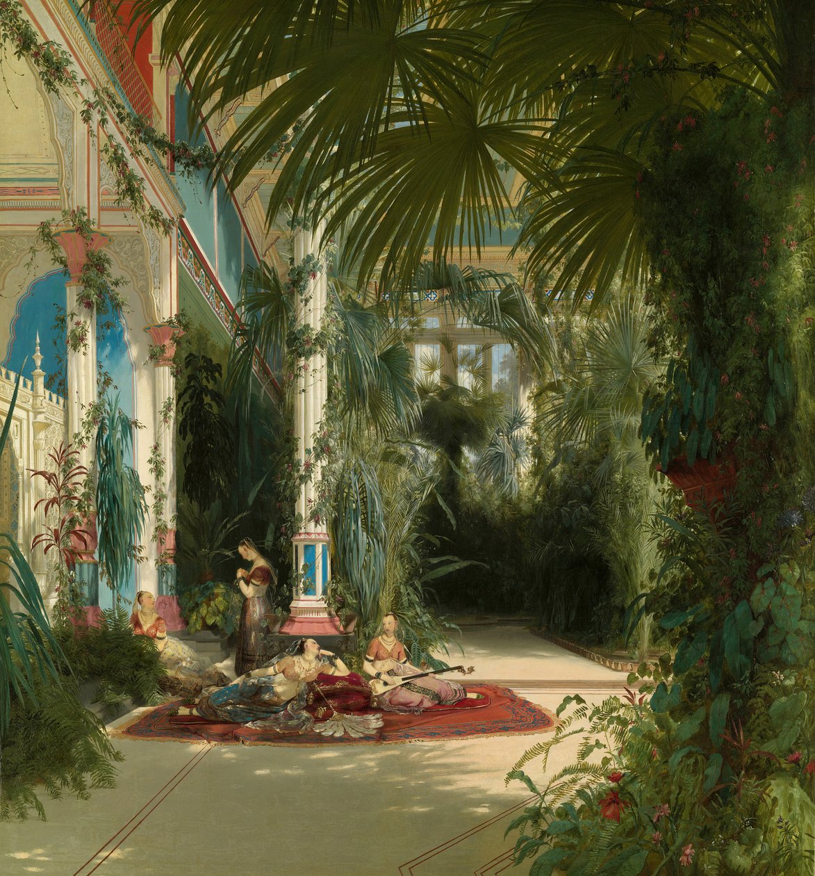 A pálmaház belseje a Pfaueninselen, Potsdam közelében, 1834. alkotó: Carl Blechen