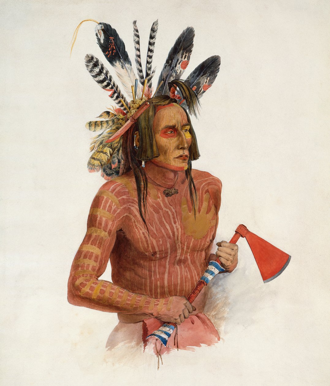 Mato-Tope, harcias tetteinek jelvényével díszítve alkotó: Karl Bodmer