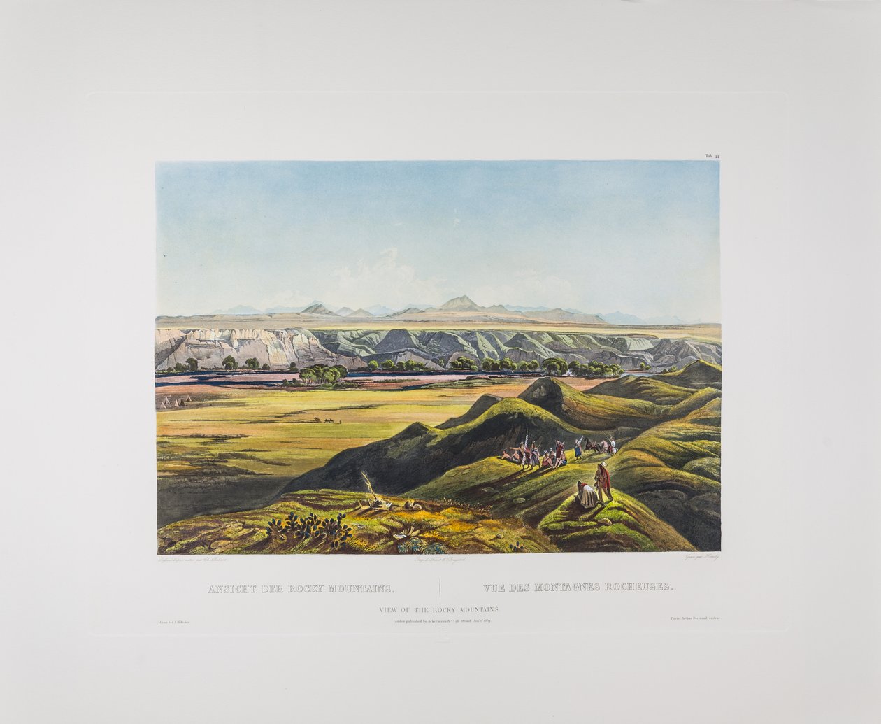 Tableau 44. Kilátás a Sziklás-hegységre, Bodmer Amerikája, 1836-43 körül (rézmetszet papíron) alkotó: Karl Bodmer