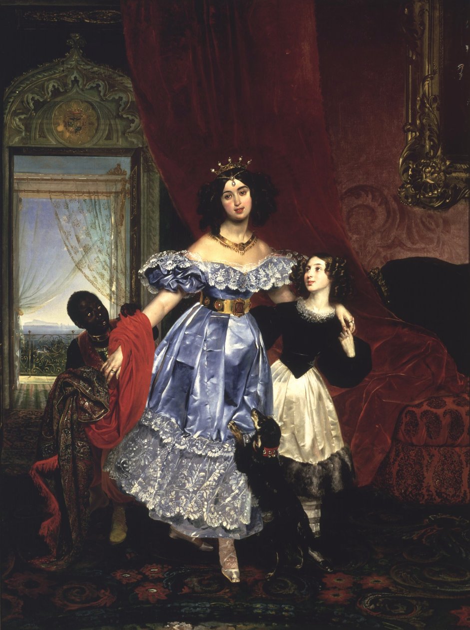 Samoilova grófnő portréja (Giovanina) Amazilia Pacini és egy fekete fiú társaságában alkotó: Karl Bryullov