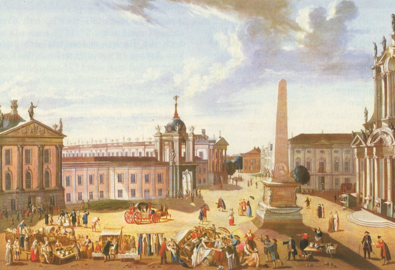 Potsdam régi piaca a Városi Palotával (kilátással a Schlossstrasse-ra) alkotó: Karl Christian Wilhelm Baron