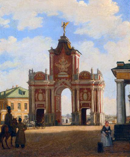 A Vörös Kapu Moszkvában, 1844 alkotó: Karl Fridrikh Petrovich Bodri