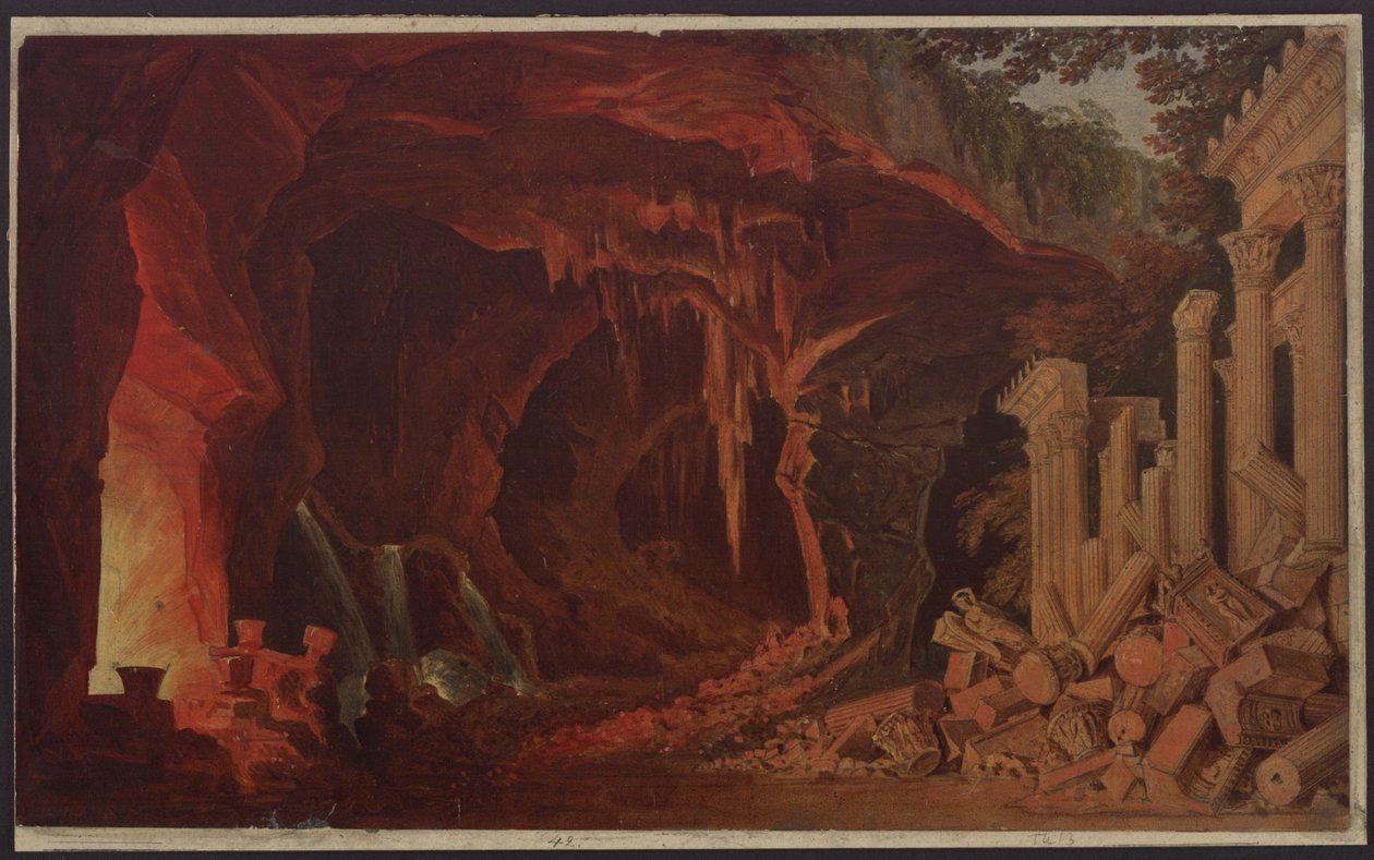 Alcidor. Gaspare Spontini operája. Terv az 1. díszlethez. Sziklabarlang alkotó: Karl Friedrich Schinkel