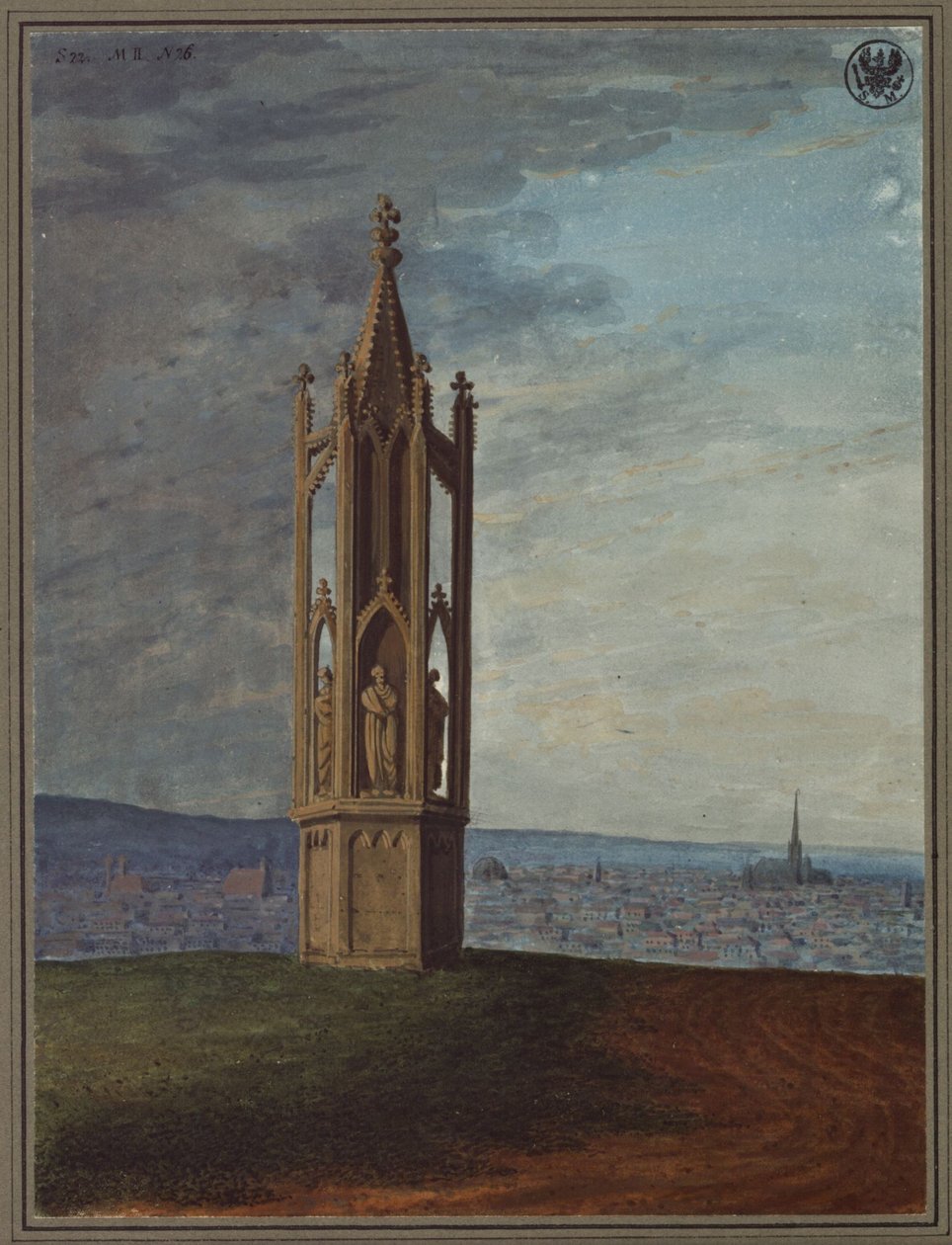Régi német emlékmű Bécs közelében, „A keresztnél álló fonónő” néven alkotó: Karl Friedrich Schinkel