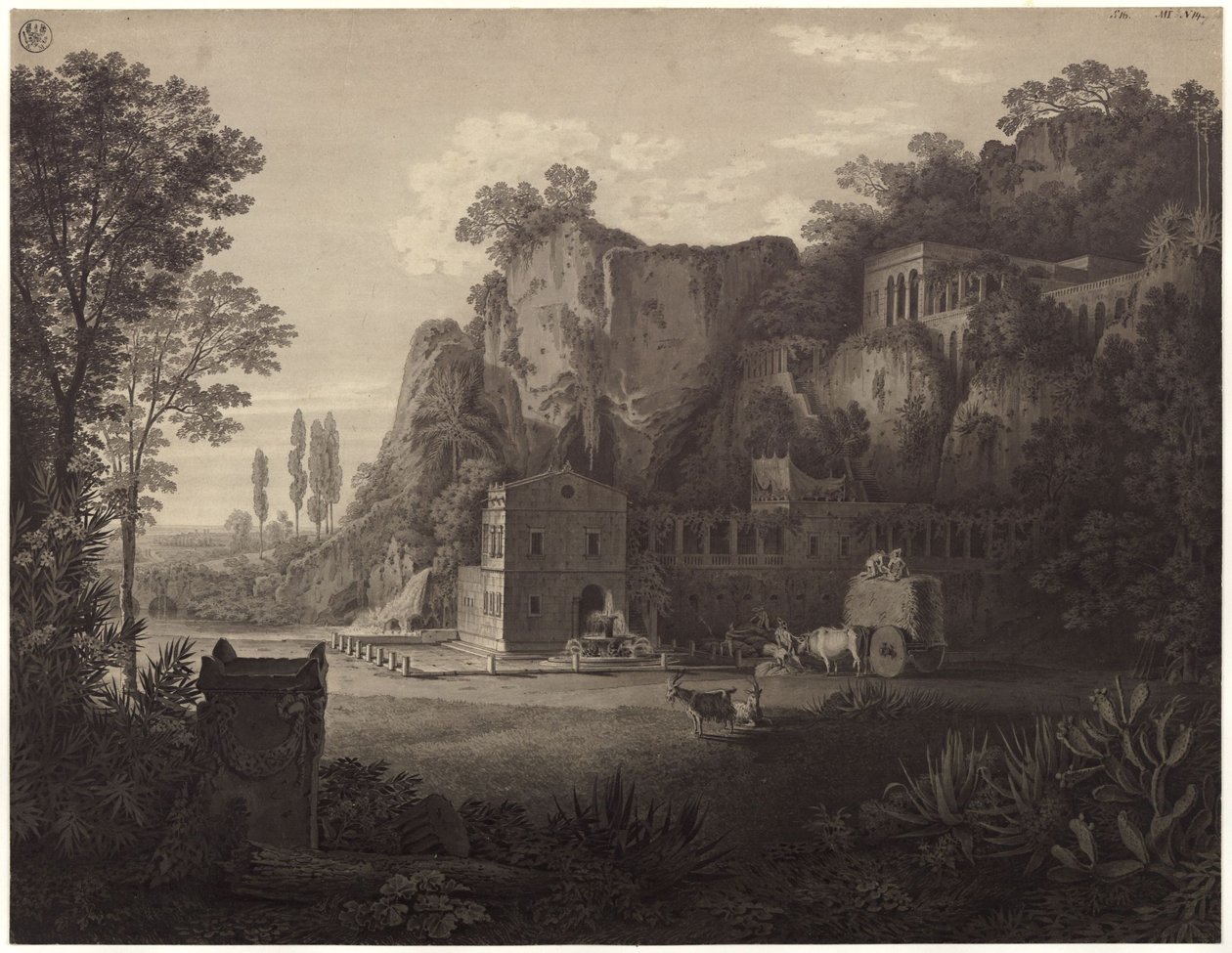 „Kilátás egy syracusai vidéki házra” / Vidéki ház Syracusa közelében alkotó: Karl Friedrich Schinkel