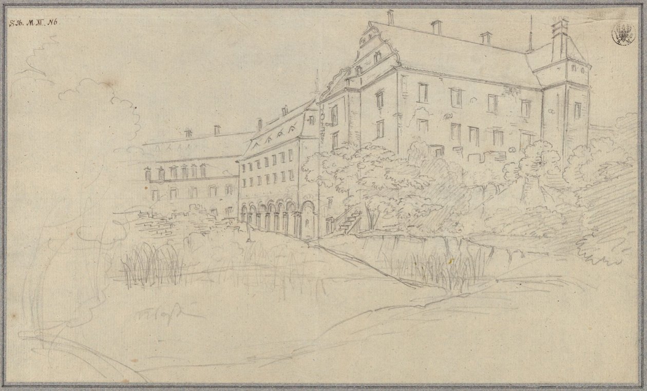 Egy reneszánsz oromfalú kastély látképe Sziléziában vagy Csehországban alkotó: Karl Friedrich Schinkel