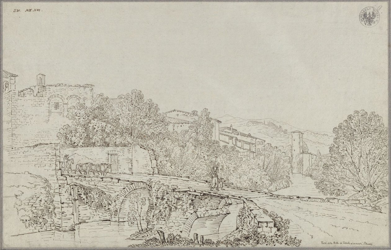 Kilátás Rietire az Appenninekben, a Velino felett átívelő híddal alkotó: Karl Friedrich Schinkel