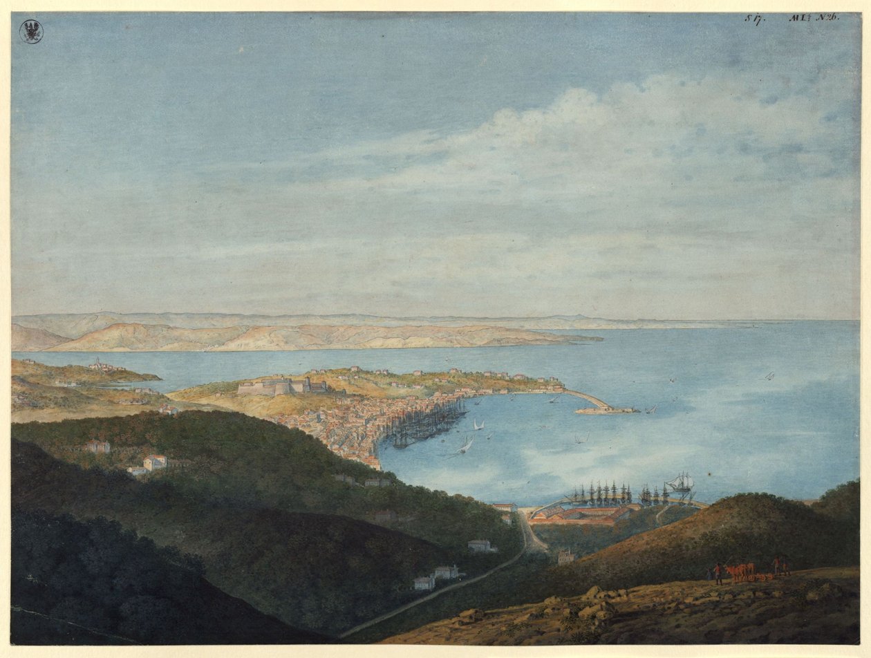 Trieszt látképe alkotó: Karl Friedrich Schinkel