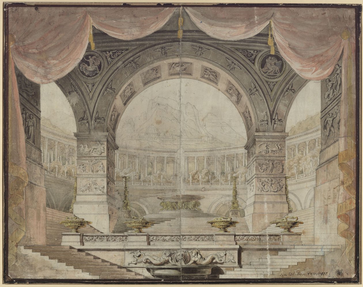 Armida. Christoph Willibald Gluck operája. Terv a 7. díszlethez. Díszterem Armida palotájában alkotó: Karl Friedrich Schinkel