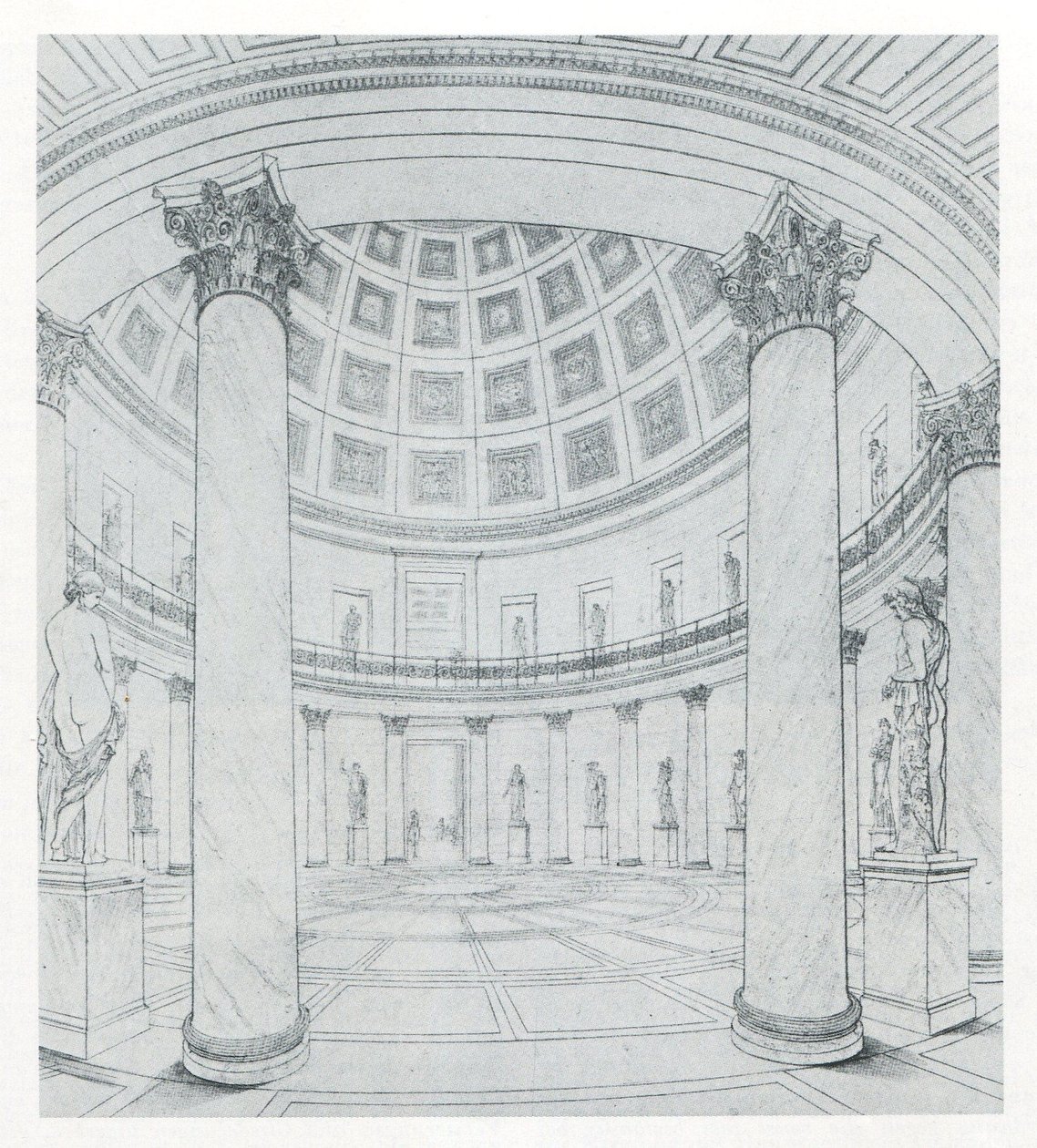 Berlin. Az Altes Museum a Lustgarten mellett. A rotunda látképe alkotó: Karl Friedrich Schinkel