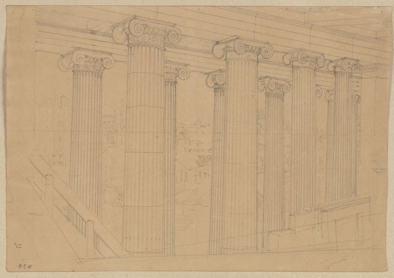 Berlin. Altes Museum a Lustgartennél. Kilátás a csarnokból az építkezés alatt alkotó: Karl Friedrich Schinkel